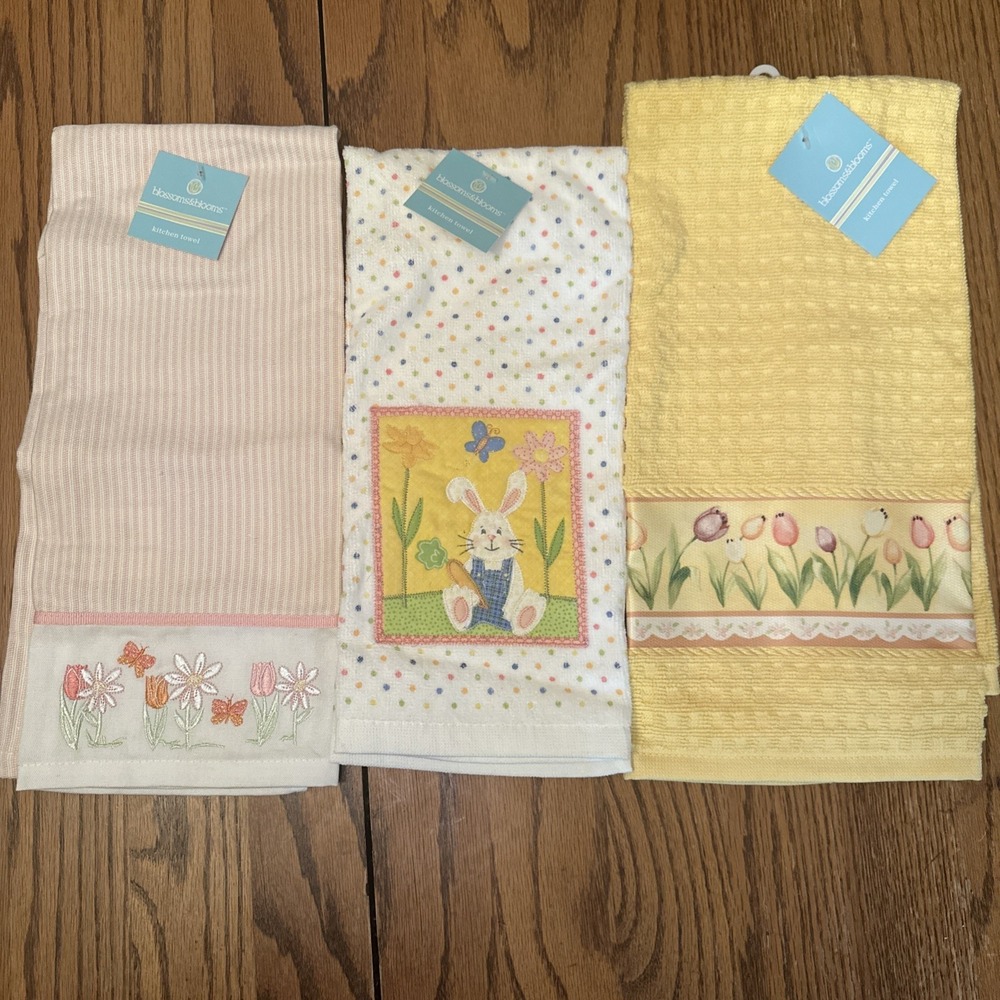 Set Of 3 New With Tags Kitchen Towels Easter‎ Spring Blossoms & Blooms
